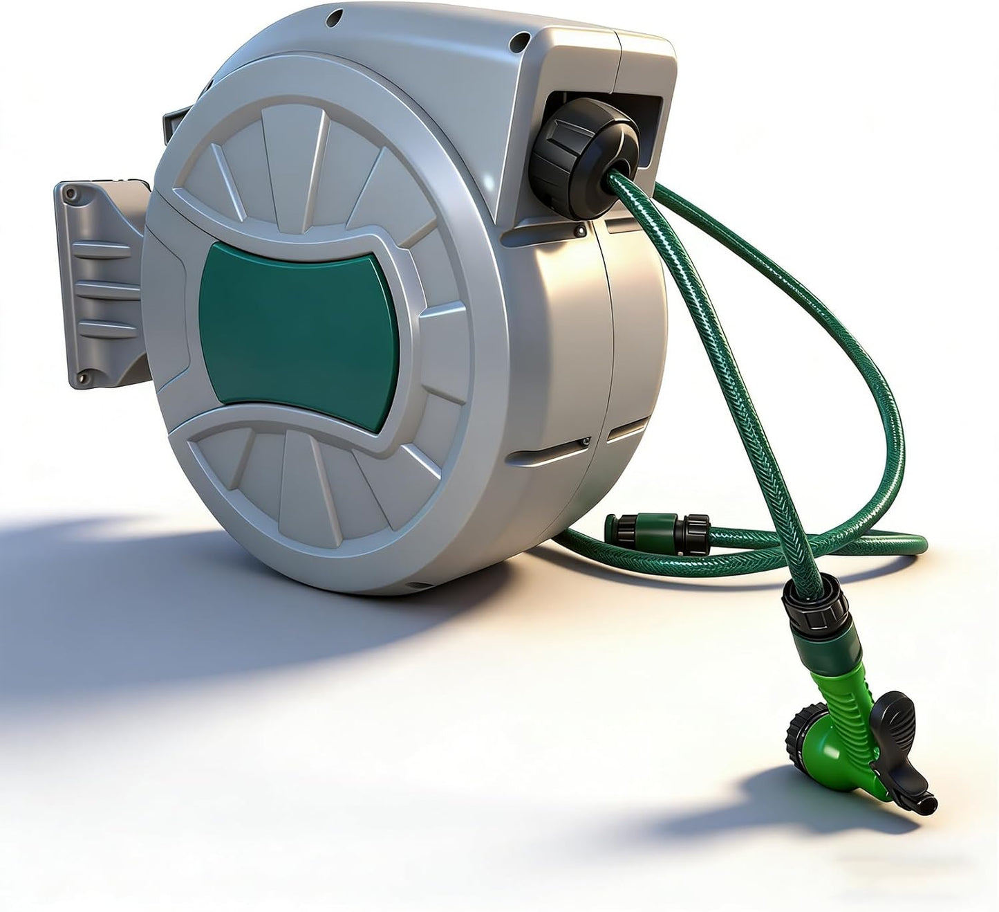 Retractable Hose Reel 1/2 in x 100 ft, Wall Mount Garden Water Hose Reel for Car Wash, Pet Bath & Plant Watering, Automatic Slow Rewind, Triple-Layer Anti-Kink Hose, 7-Pattern Spray Nozzle
