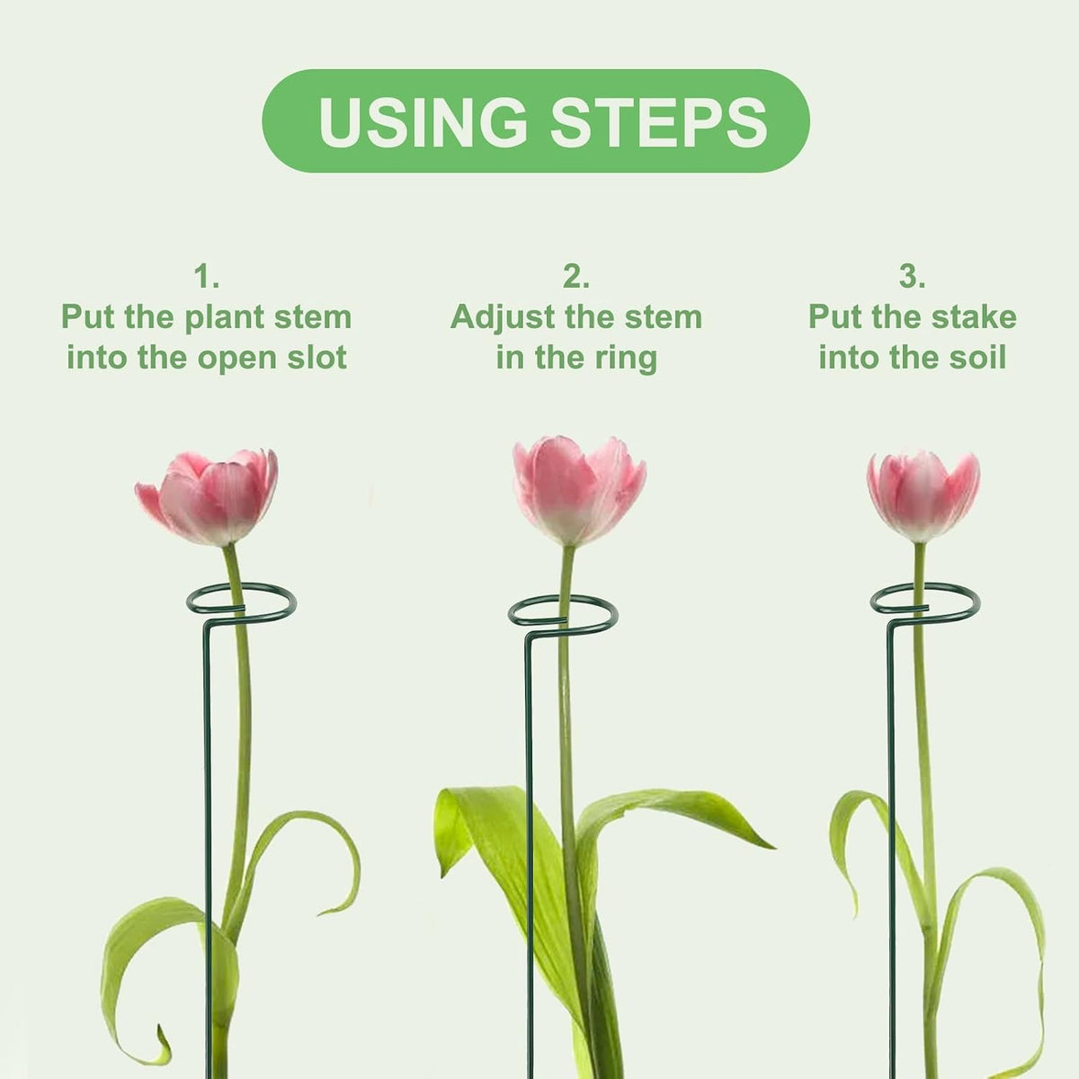 10 Pcs 16 Inch Plant Support Stakes Metal Single stemmed Flower Support Hoops Garden Plant Stakes Plant Prop for Home Outdoor Indoor Amaryllis Orchid Lily Rose Peony Tomatoes Gladiolus