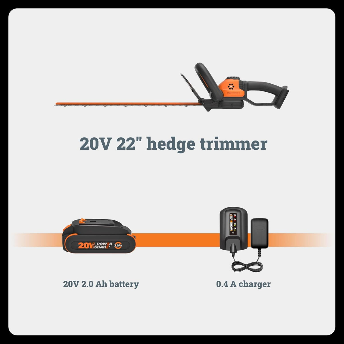 Cordless Hedge Trimmer, 20V 22" Bush Trimmer, WG261