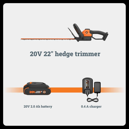 Cordless Hedge Trimmer, 20V 22" Bush Trimmer, WG261