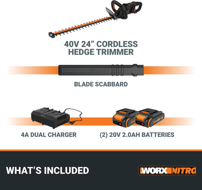 Cordless Hedge Trimmer, 20V 22" Bush Trimmer, WG261