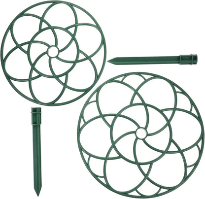 2Pcs Peony Cage Plant Support Stake Grow Through Grid Plant Brace Sunflower Flower Support Rings 28CM for Outdoor Plants Heavy Blossoms