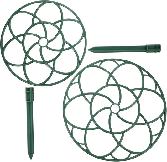 2Pcs Peony Cage Plant Support Stake Grow Through Grid Plant Brace Sunflower Flower Support Rings 28CM for Outdoor Plants Heavy Blossoms