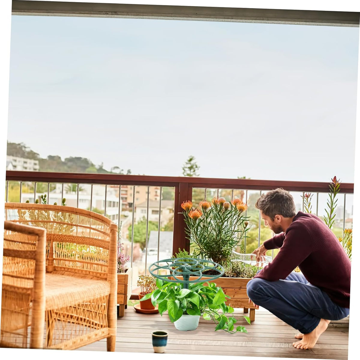 2Pcs Peony Cage Plant Support Stake Grow Through Grid Plant Brace Sunflower Flower Support Rings 28CM for Outdoor Plants Heavy Blossoms