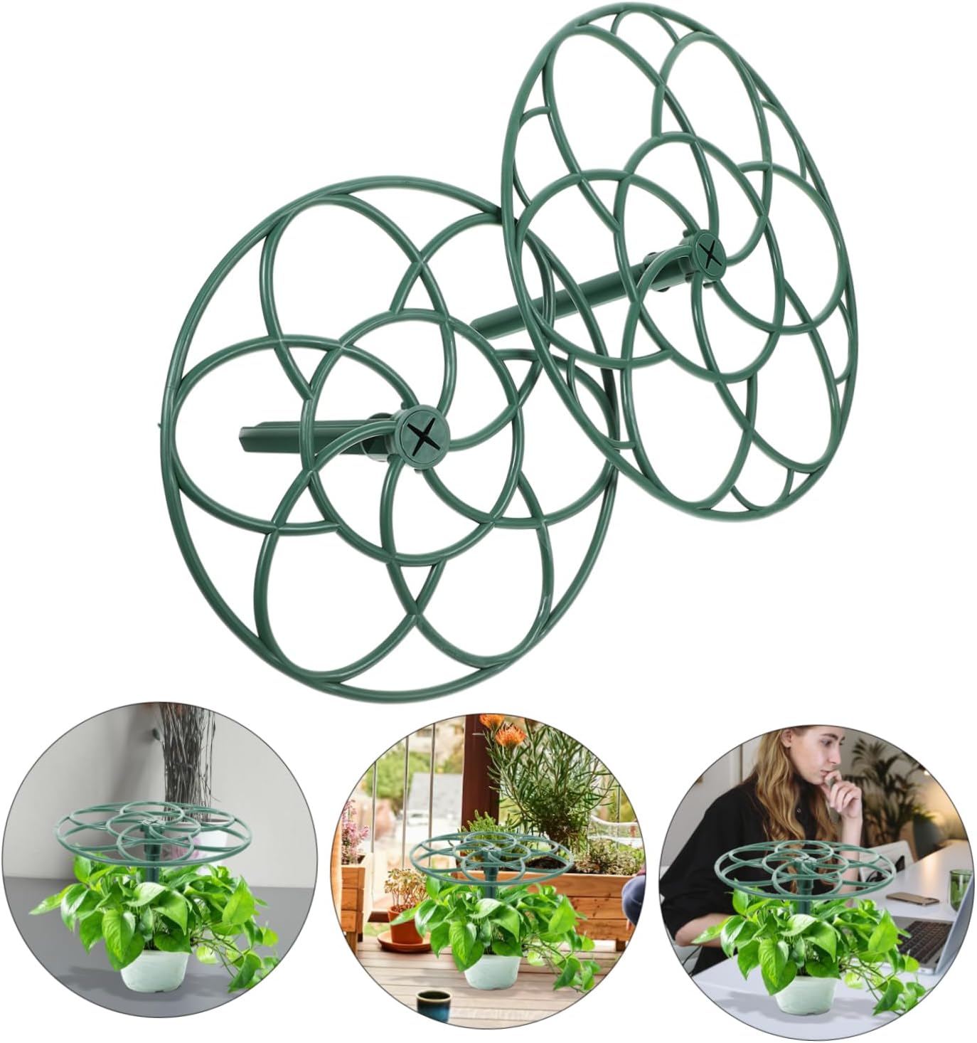 2Pcs Peony Cage Plant Support Stake Grow Through Grid Plant Brace Sunflower Flower Support Rings 28CM for Outdoor Plants Heavy Blossoms
