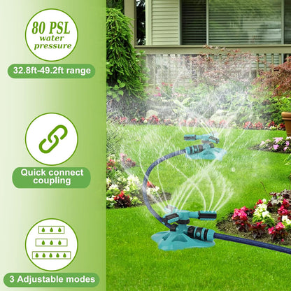 Garden Sprinkler,Upgrade Lawn Sprinklers Automatic 360 Degree Rotating Irrigation Grass Water Sprayer System,Garden Hose Sprinkler for Yard/Built in 36 Units Angle Spray Nozzles(Orange)-1Pack