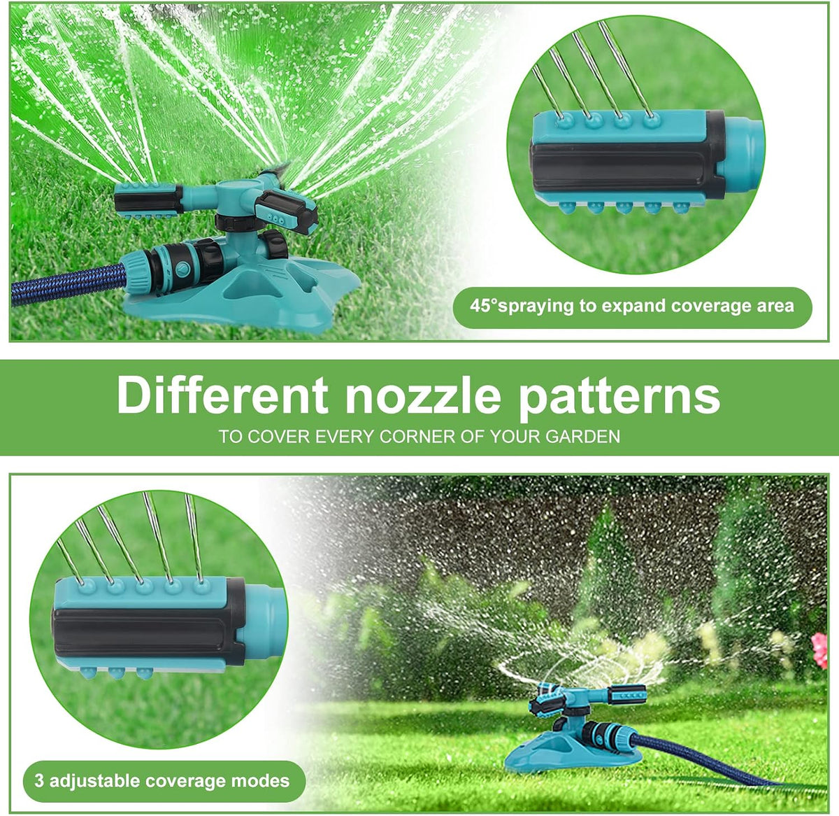 Garden Sprinkler,Upgrade Lawn Sprinklers Automatic 360 Degree Rotating Irrigation Grass Water Sprayer System,Garden Hose Sprinkler for Yard/Built in 36 Units Angle Spray Nozzles(Orange)-1Pack