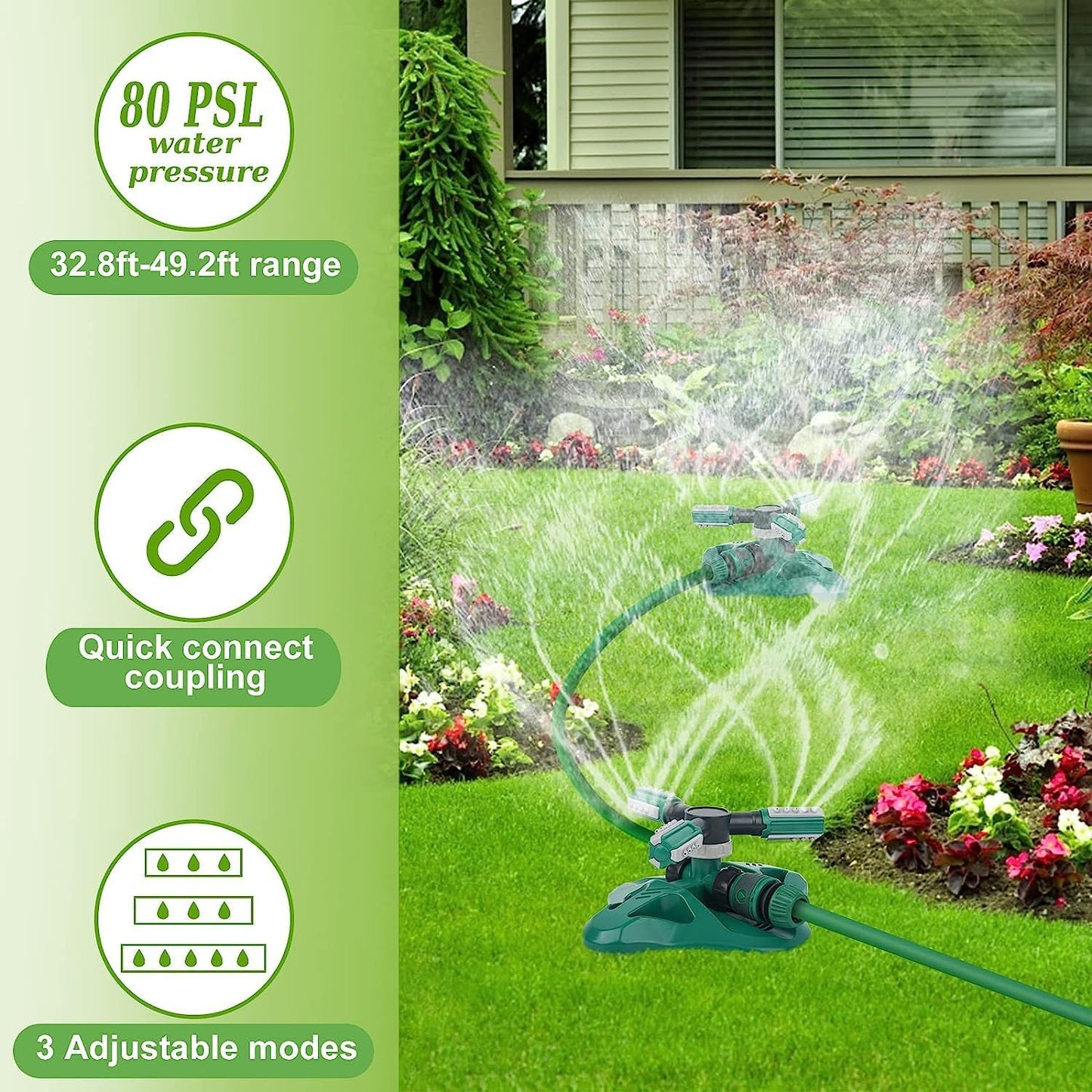 Garden Sprinkler,Upgrade Lawn Sprinklers Automatic 360 Degree Rotating Irrigation Grass Water Sprayer System,Garden Hose Sprinkler for Yard/Built in 36 Units Angle Spray Nozzles(Orange)-1Pack
