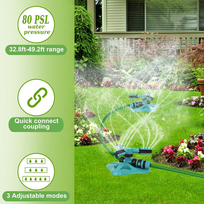 Garden Sprinkler,Upgrade Lawn Sprinklers Automatic 360 Degree Rotating Irrigation Grass Water Sprayer System,Garden Hose Sprinkler for Yard/Built in 36 Units Angle Spray Nozzles(Orange)-1Pack