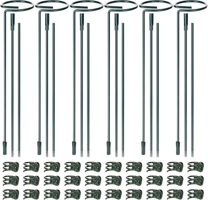 6 Sets Plant Stakes 12/25/36 Inch Adjustable Plant Support Stakes Tall for Indoor Outdoor Plant Holder Stick Steel Garden Stem Pole Amaryllis Stakes with 30 Clip for Tomato Orchid Lily Flower