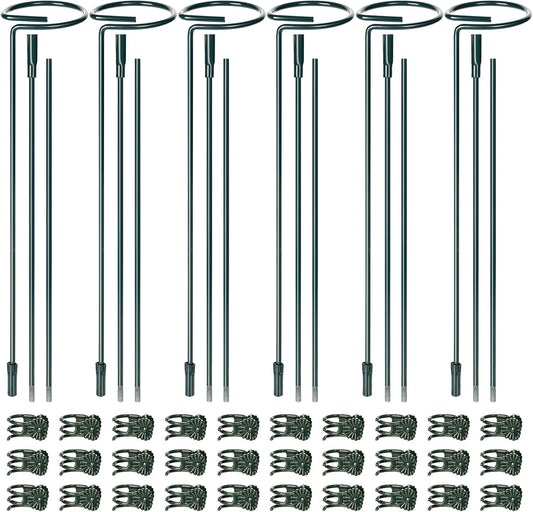 6 Sets Plant Stakes 12/25/36 Inch Adjustable Plant Support Stakes Tall for Indoor Outdoor Plant Holder Stick Steel Garden Stem Pole Amaryllis Stakes with 30 Clip for Tomato Orchid Lily Flower