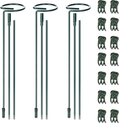 6 Sets Plant Stakes 12/25/36 Inch Adjustable Plant Support Stakes Tall for Indoor Outdoor Plant Holder Stick Steel Garden Stem Pole Amaryllis Stakes with 30 Clip for Tomato Orchid Lily Flower