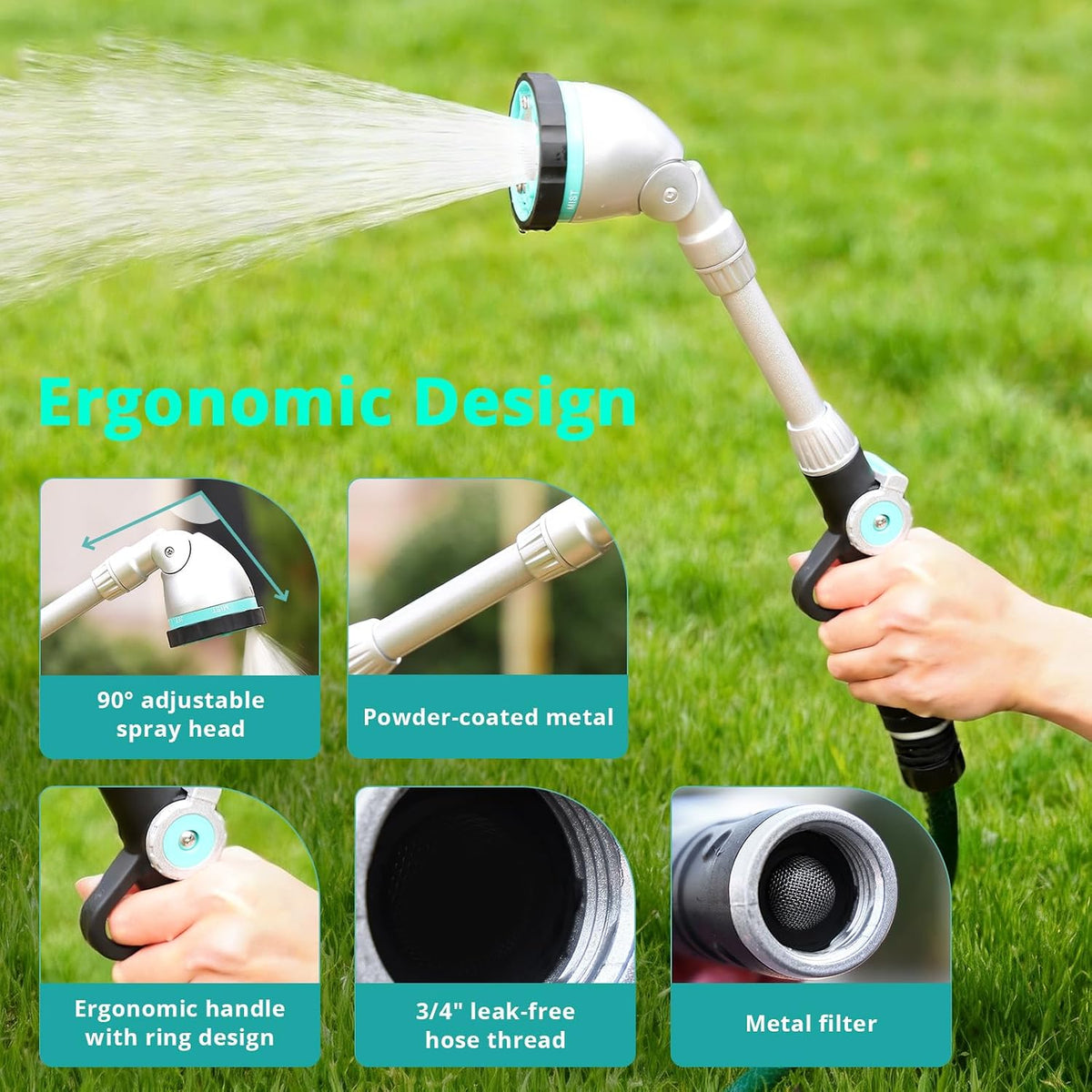 16'' Watering Wand, Heavy Duty Garden Hose Nozzle with Thumb Control