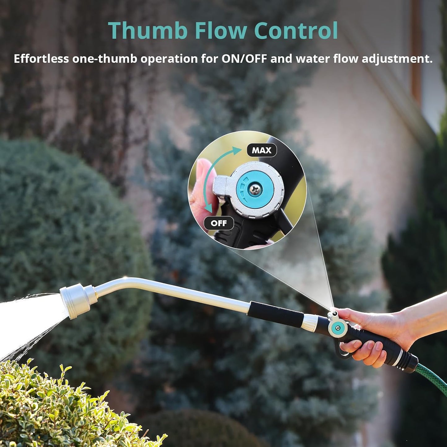 16'' Watering Wand, Heavy Duty Garden Hose Nozzle with Thumb Control
