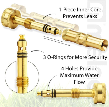65043-AMZ Solid Brass Nozzle Bundle - Heavy Duty, Adjustable Spray & High-Pressure Jet - Leak-Free Design - Compact