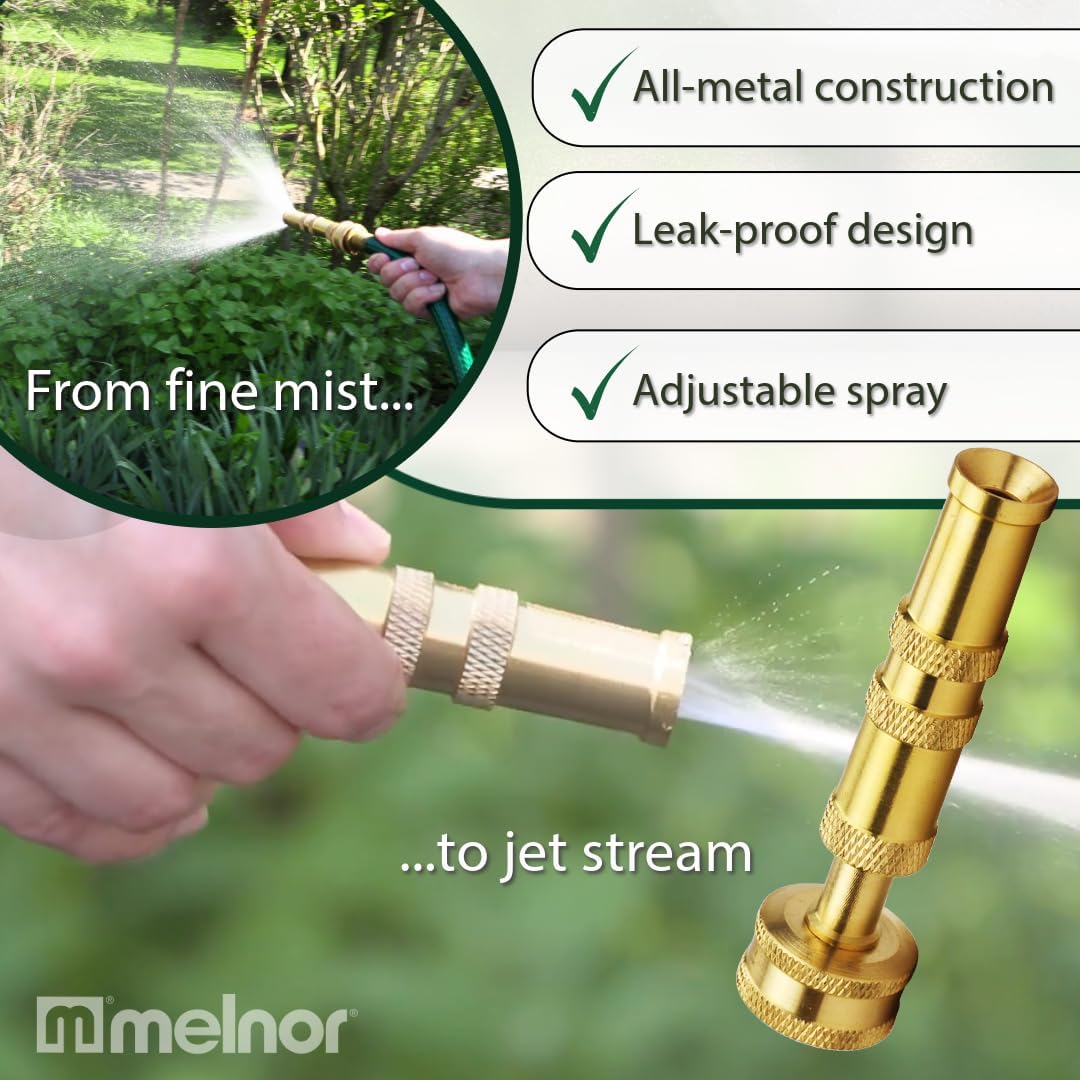 65043-AMZ Solid Brass Nozzle Bundle - Heavy Duty, Adjustable Spray & High-Pressure Jet - Leak-Free Design - Compact