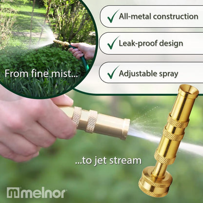 65043-AMZ Solid Brass Nozzle Bundle - Heavy Duty, Adjustable Spray & High-Pressure Jet - Leak-Free Design - Compact