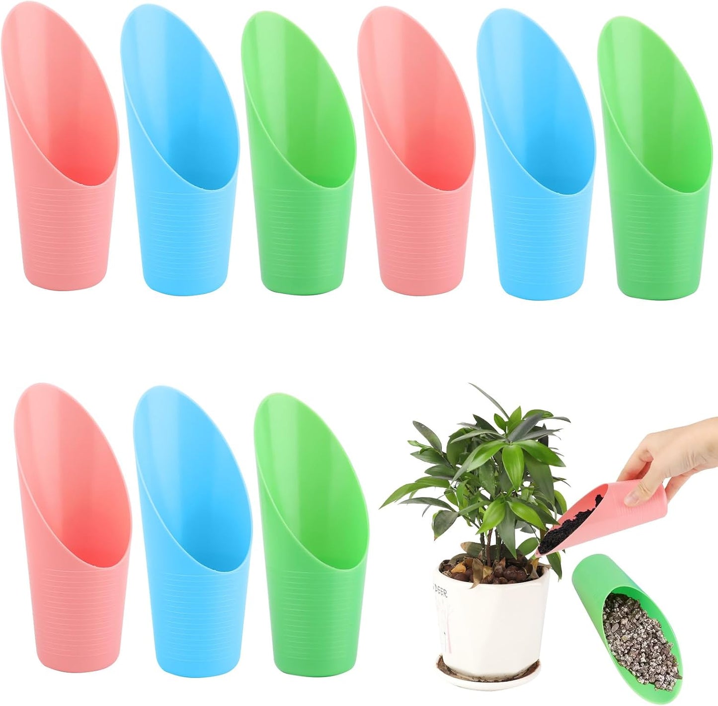 9 Pcs Bonsai Soil Scoops,3 Color Plastic Garden Soil Scoops,Small Potting Shovels for Succulent Indoor Plants Flower Planting Bonsai Cultivation,Colorful Sturdy Garden Tool