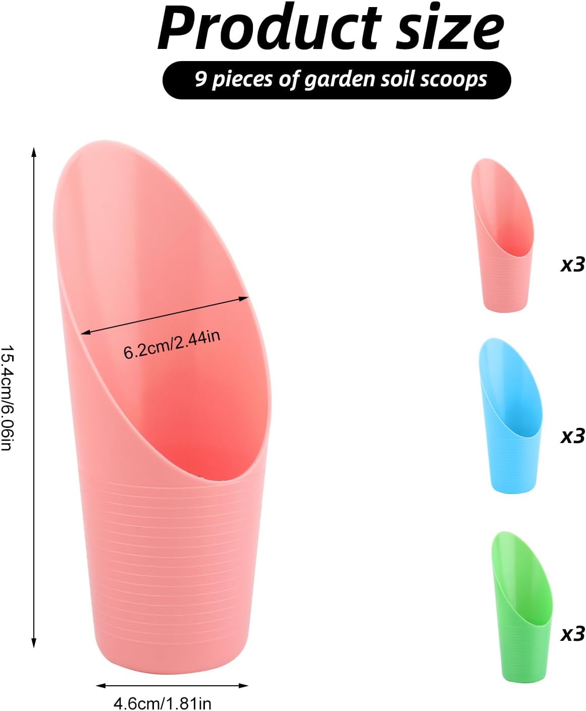9 Pcs Bonsai Soil Scoops,3 Color Plastic Garden Soil Scoops,Small Potting Shovels for Succulent Indoor Plants Flower Planting Bonsai Cultivation,Colorful Sturdy Garden Tool