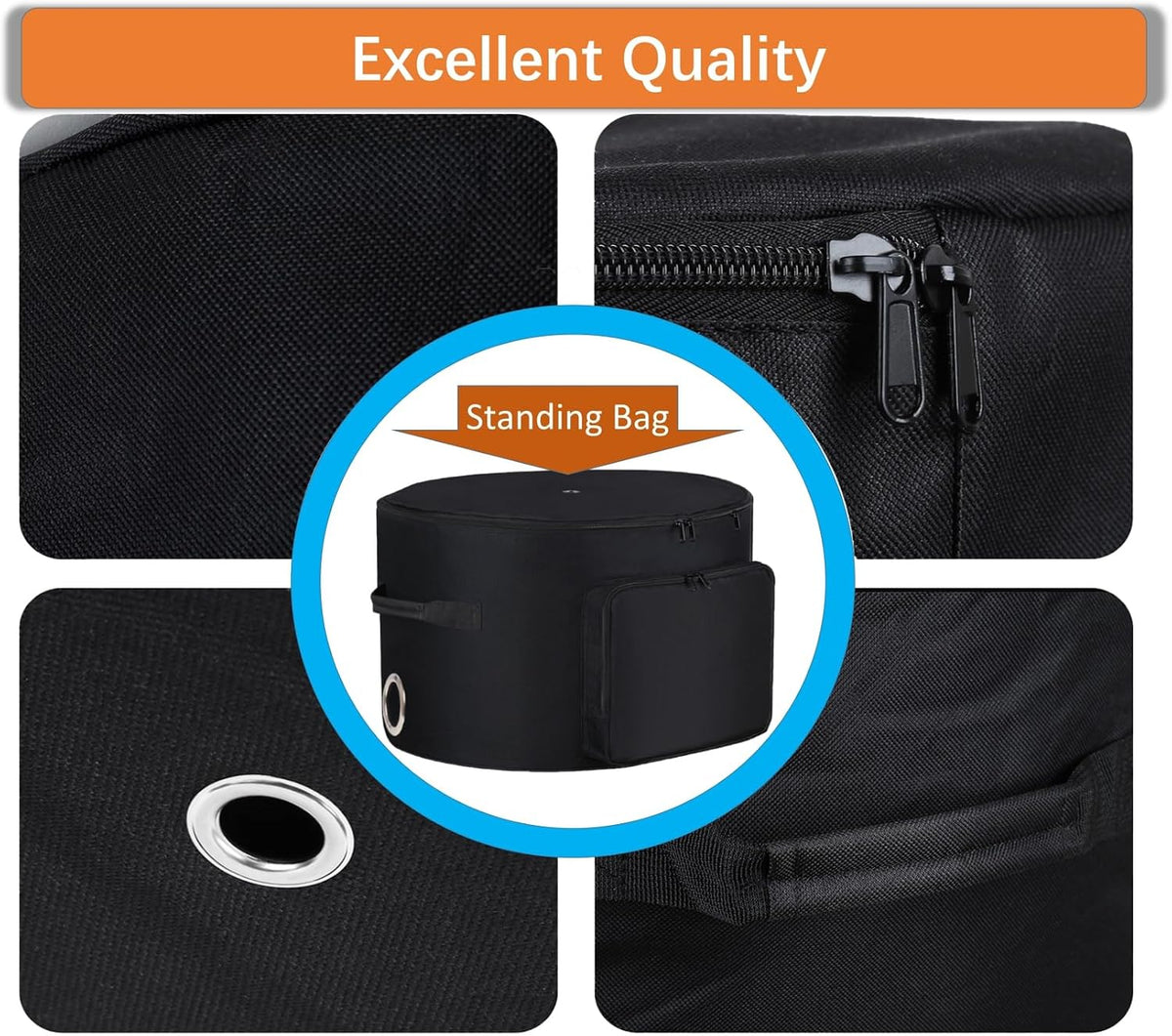 Garden Hose Holder Standing Bag, Water Hose Holder Pot Bag for Outside, with Hose Entry Hole; Drainage & Breathable Holes; Small Tool Storage Pocket (black)