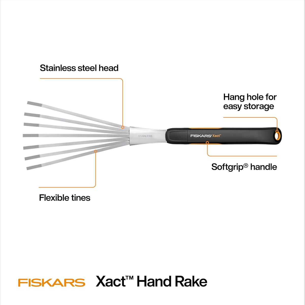 Xact Hand Rake, Ergonomic Handle for Heavy Duty Gardening