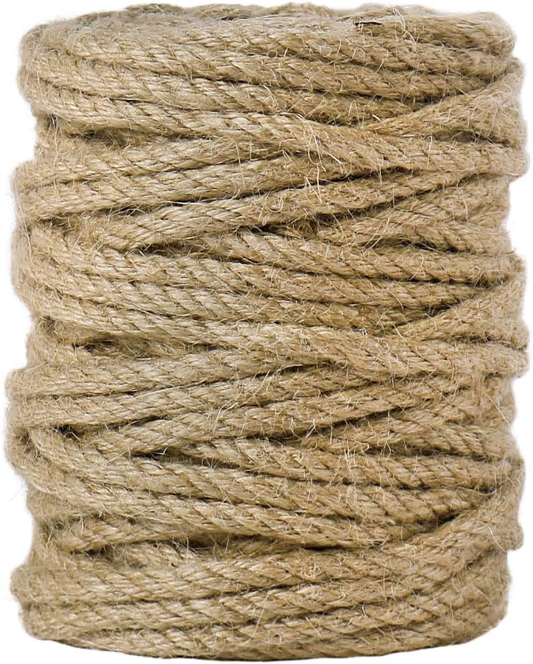 5mm Natural Jute Twine, 100 Feet 4Ply Twisted Heavy Duty Rope