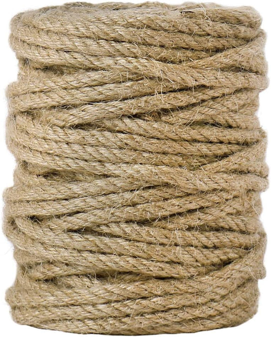 5mm Natural Jute Twine, 100 Feet 4Ply Twisted Heavy Duty Rope