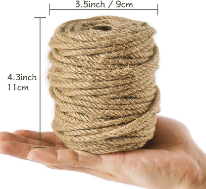 5mm Natural Jute Twine, 100 Feet 4Ply Twisted Heavy Duty Rope