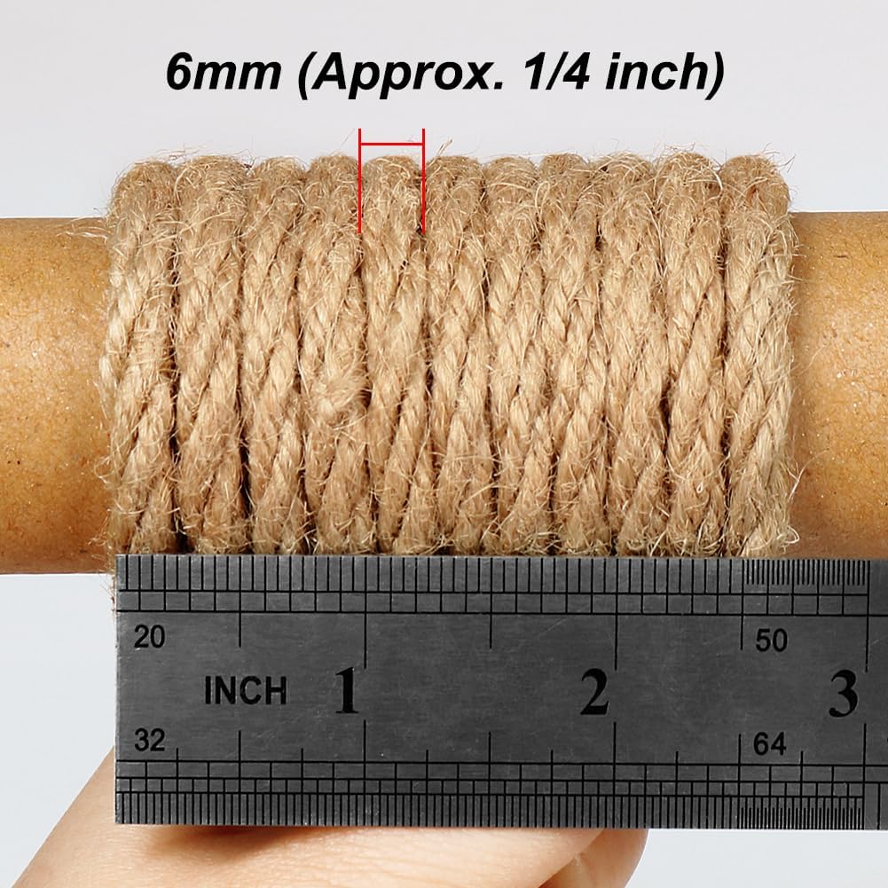 5mm Natural Jute Twine, 100 Feet 4Ply Twisted Heavy Duty Rope