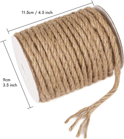 5mm Natural Jute Twine, 100 Feet 4Ply Twisted Heavy Duty Rope