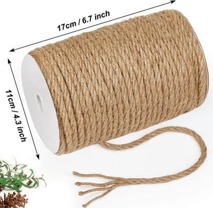 5mm Natural Jute Twine, 100 Feet 4Ply Twisted Heavy Duty Rope