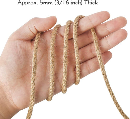 5mm Natural Jute Twine, 100 Feet 4Ply Twisted Heavy Duty Rope