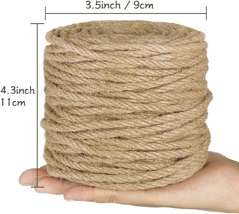 5mm Natural Jute Twine, 100 Feet 4Ply Twisted Heavy Duty Rope