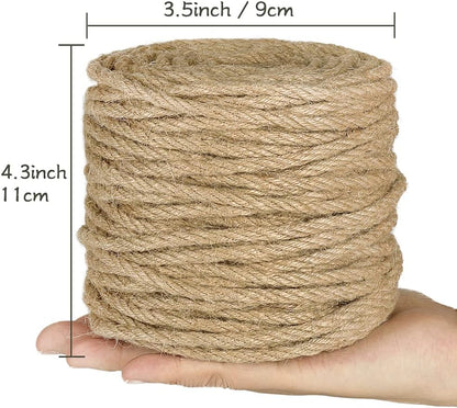 5mm Natural Jute Twine, 100 Feet 4Ply Twisted Heavy Duty Rope