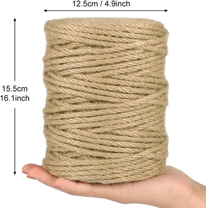 5mm Natural Jute Twine, 100 Feet 4Ply Twisted Heavy Duty Rope
