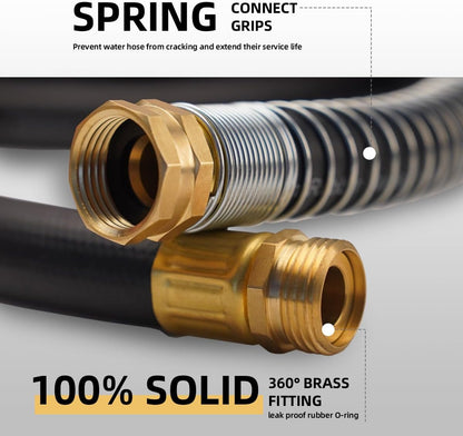 Leader Hose 3FT x 5/8" Heavy Duty Water Hose with Brass Male to Female Fittings, Short Hose Extender for Hose Reel and Faucet, 1000 PSI Burst Pressure, 300 PSI Working Pressure, Black