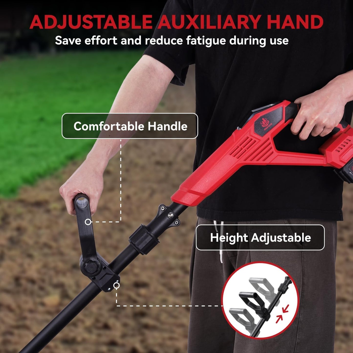 Cordless Tiller for Gardening, 360RPM Garden Tiller with 2x4.0Ah Batteries