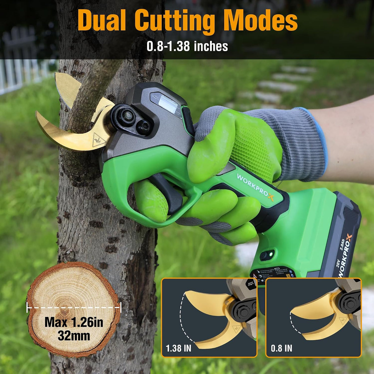 WORKPROX 20V Electric Pruning Shears, 1.26" Cutting Diameter