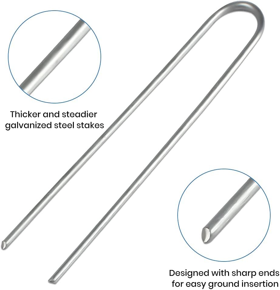Landscape Staples 6 Inch Galvanized Garden Stakes 150 Pack,Garden Staples Heavy-Duty Sod Pins Anti-Rust Fence Stakes Securing Pegs for Barrier Fabric Irrigation Tubing Hose Weed