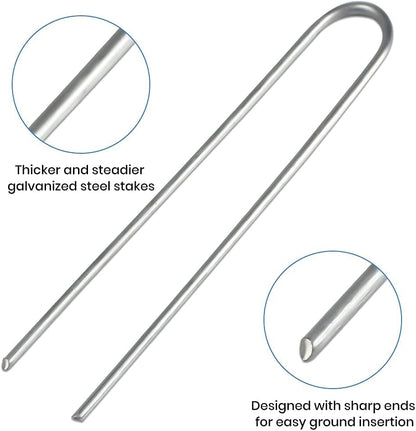 Landscape Staples 6 Inch Galvanized Garden Stakes 150 Pack,Garden Staples Heavy-Duty Sod Pins Anti-Rust Fence Stakes Securing Pegs for Barrier Fabric Irrigation Tubing Hose Weed
