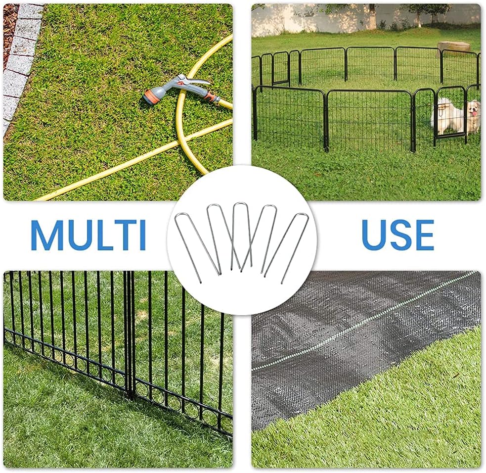 Landscape Staples 6 Inch Galvanized Garden Stakes 150 Pack,Garden Staples Heavy-Duty Sod Pins Anti-Rust Fence Stakes Securing Pegs for Barrier Fabric Irrigation Tubing Hose Weed