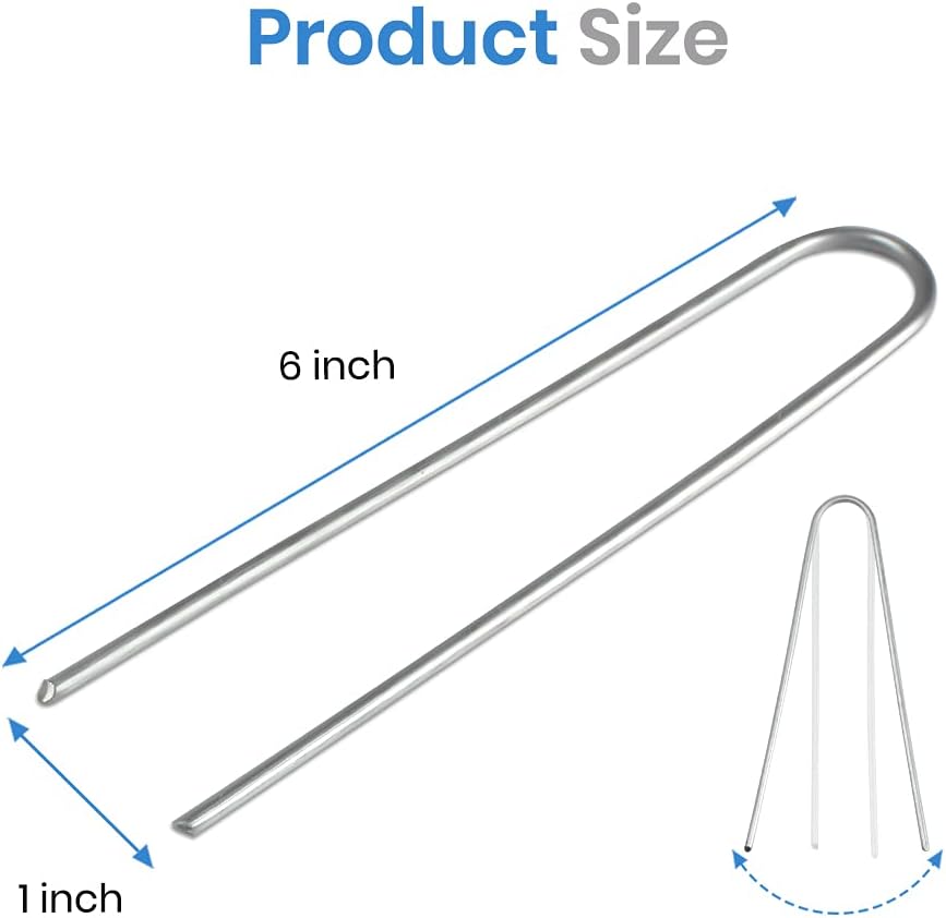 Landscape Staples 6 Inch Galvanized Garden Stakes 150 Pack,Garden Staples Heavy-Duty Sod Pins Anti-Rust Fence Stakes Securing Pegs for Barrier Fabric Irrigation Tubing Hose Weed