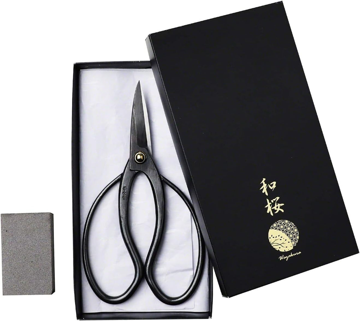 Wazakura Japanese Bonsai Trimming Care Kit Made in Japan - Traditional Bonsai Scissors 7inch(180mm) + Sap Rust Eraser Gift Box Set