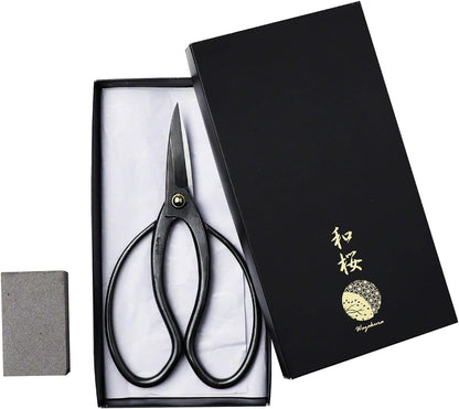 Wazakura Japanese Bonsai Trimming Care Kit Made in Japan - Traditional Bonsai Scissors 7inch(180mm) + Sap Rust Eraser Gift Box Set
