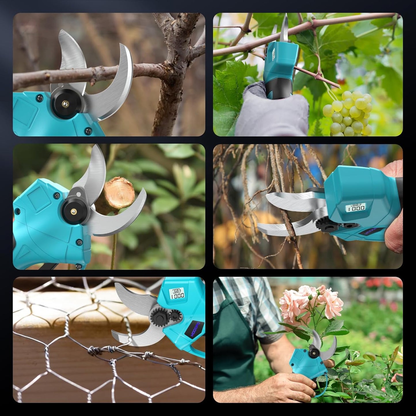 Upgraded Electric Pruning Shears,1.4" Cutting Diameter Cordless Power Pruner with LCD Display, Brushless Motor Pruning Shears with 2000mAh*2 Rechargeable Batteries for Garden Tree Pruner Branch