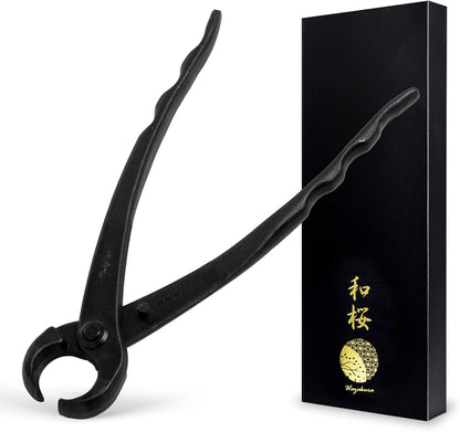 Wazakura Hand Forged Knob Bonsai Cutter Made in Japan 8-1/4 inch (210mm), Japanese Gardening Tools, Round Edge Concave Branch Cutter Black