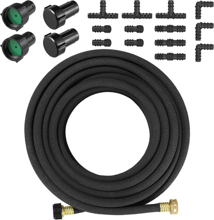 TLGREEN 100ft 1/2" Heavy-Duty Soaker Hose Kit with Solid Brass Connectors