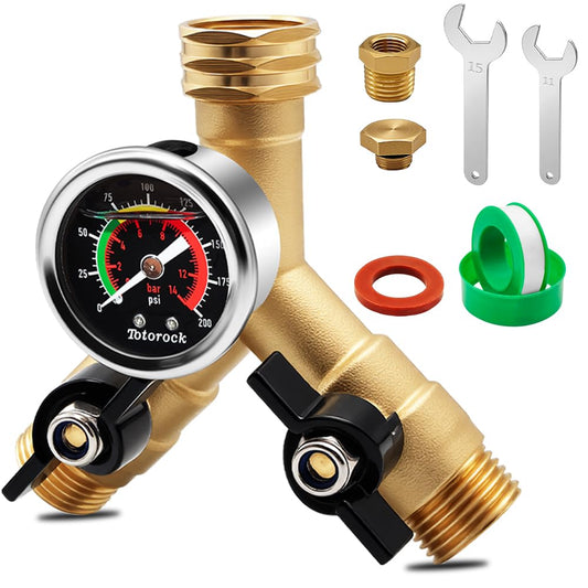 3/4" GHT Garden Hose Splitter,2 Way Brass Water Hose Splitter