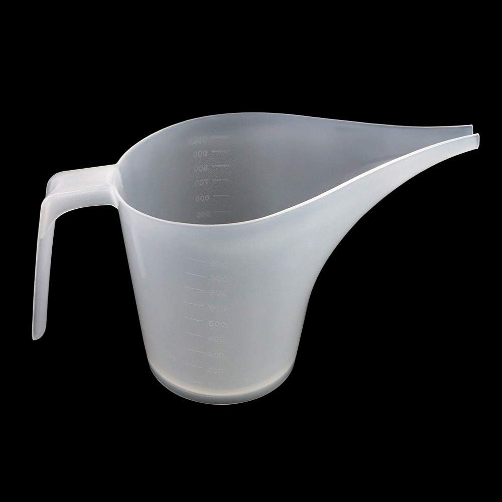 4 Pack Plastic Funnel Pitcher,Large Capacity Long Spout Measuring Cup for Bakeware Molds,Pancake,Batter,Muffin,Cakes,Soap Making(4 Cups/32 Ounces/1000 ml)