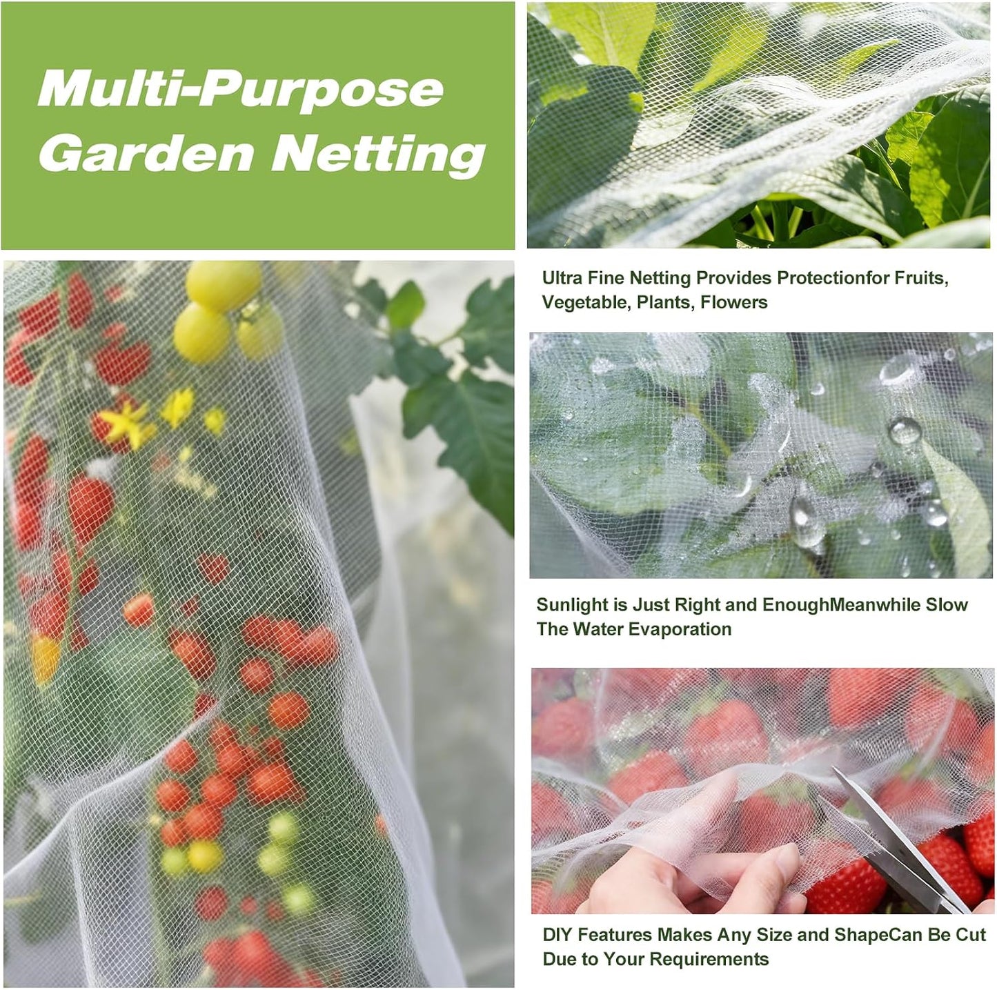 Garden Netting 5'x20' Insect Pest Barrier Bird Netting for Garden Protection,Row Cover Mesh Netting for Vegetables Fruit Trees and Plants,White